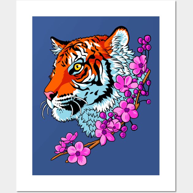 Tiger flowers Tattoo Wall Art by albertocubatas